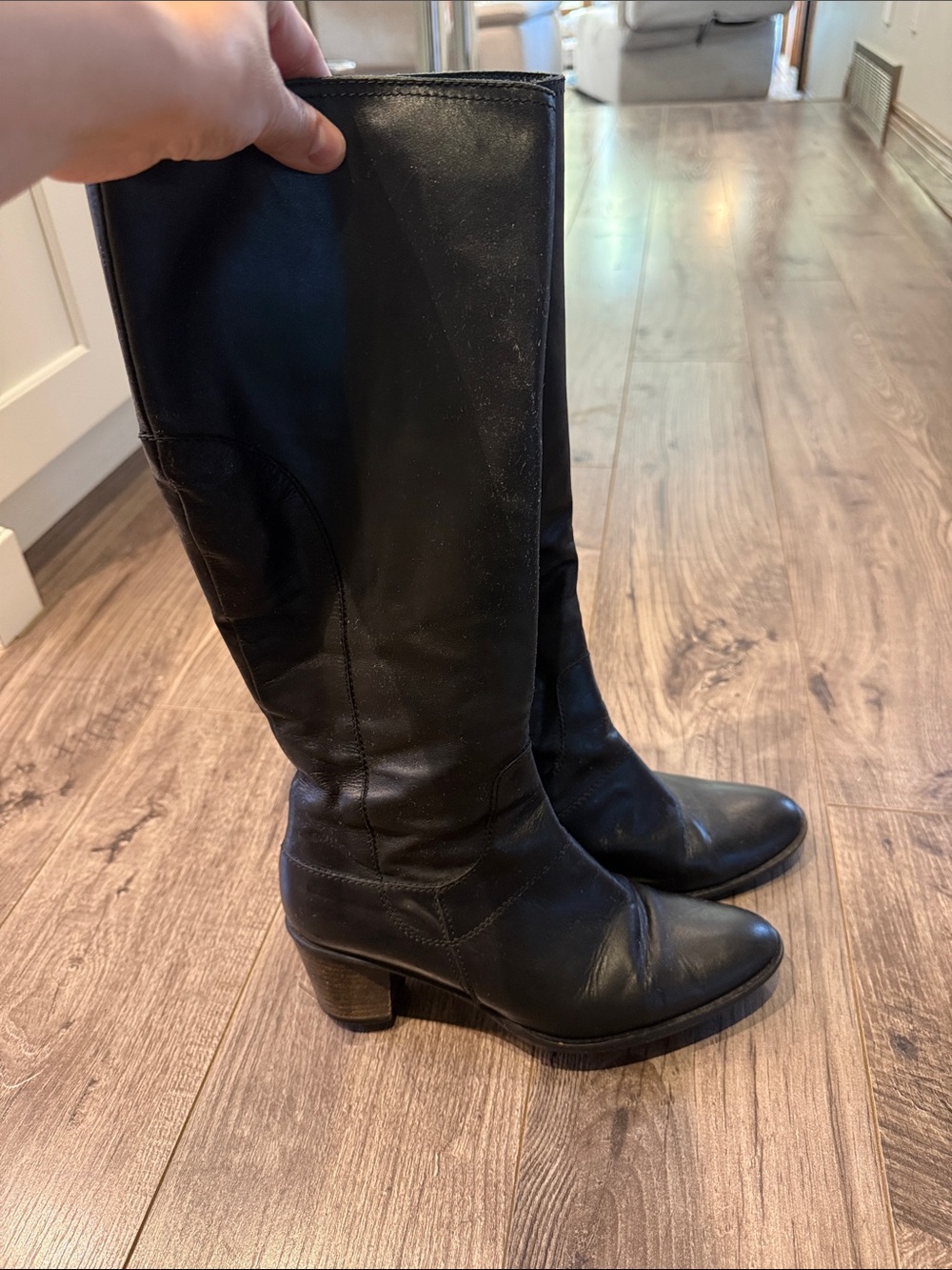 💯 Arnold churgin Classic Black Leather Knee-High Women's Boots clearance